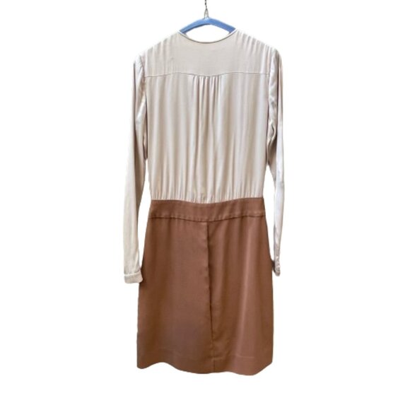 Diane von Furstenberg $450 wrap Sibylla Colorblock brown and beige dress 2 - Picture 4 of 15